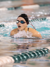 Port Washington High School’s Claudia Gaskell swam in the 100-yard breaststroke during the Pirate Invite in Port on Saturday, Sept. 20.